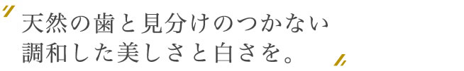 天然歯と見分けのつかない調和した美しさと白さ